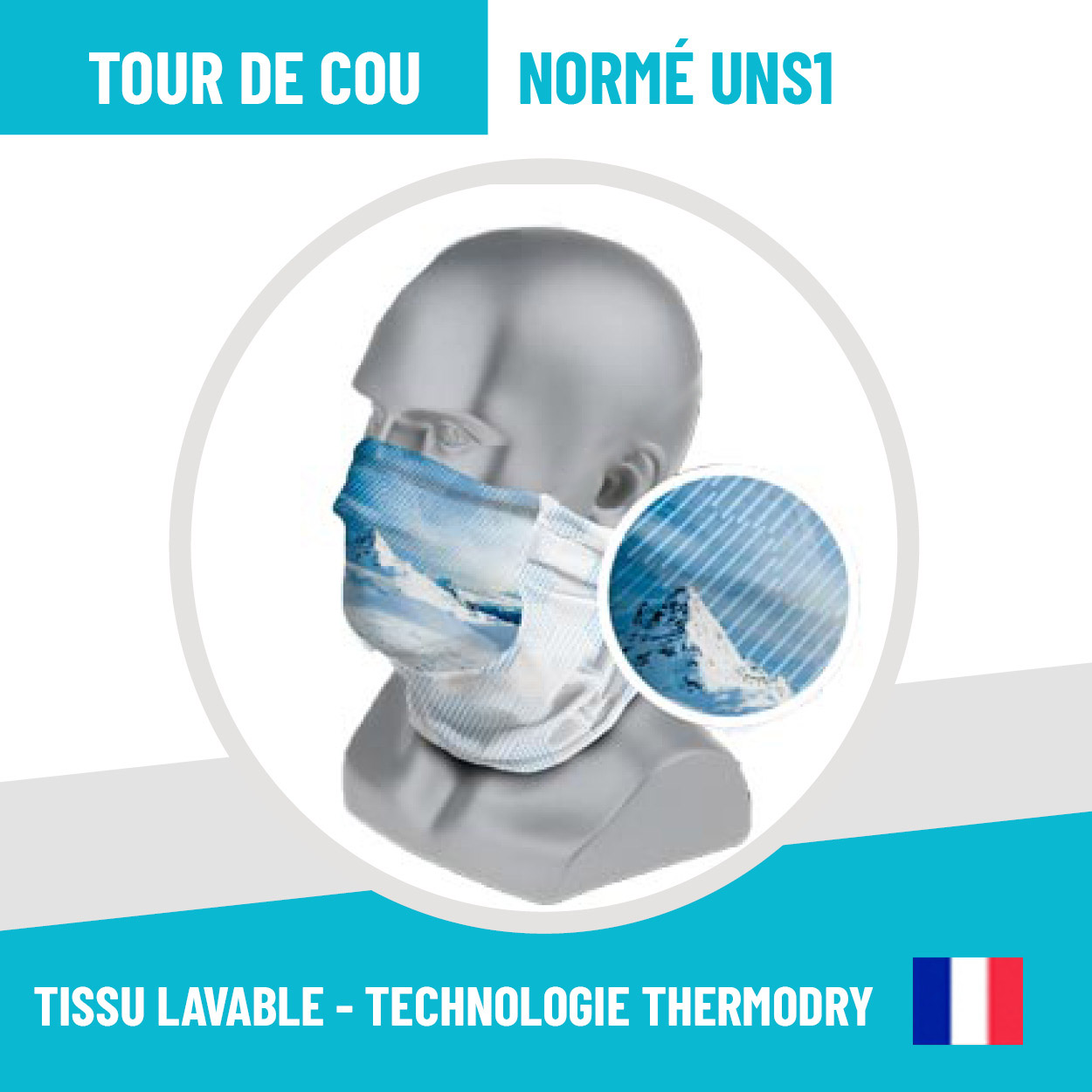 Tour de cou tissu Chamrousse certifié norme Afnor - 13€ - Chamrousse